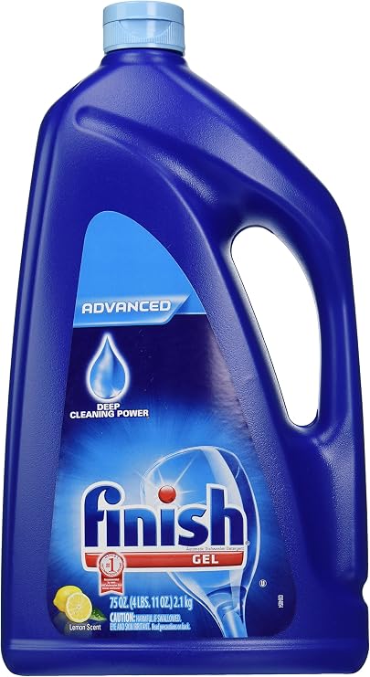 Finish Gel Liquid Dishwasher Detergent, Advanced Deep Cleaning Power Dish Soap, Fights Tough Stains, Dishwasher Soap, Plastic-Free & Septic Safe Dish Detergent, Lemon Scent, 75oz