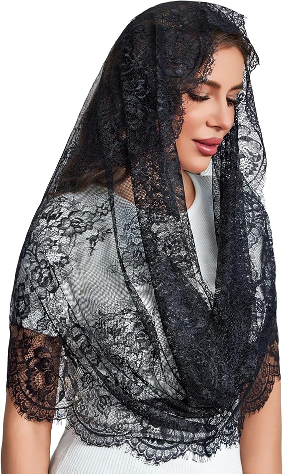 Avidlove Infinity Lace Mantilla Veil Chapel Mass Head Covering Latin Scarf