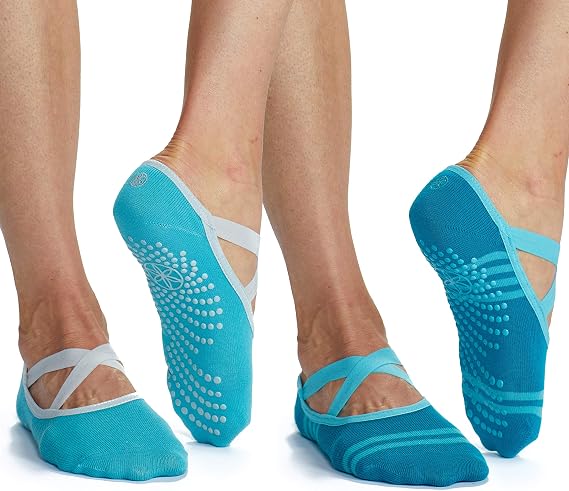 Gaiam Yoga Barre Socks - Grippy Non Slip Sticky Toe Grip Accessories for Women & Men - Pure Barre, Hot Yoga, Pilates, Ballet, Dance