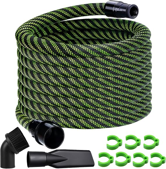 Dust Extractor Hose D27/32 x 3.5M(11.5 Ft) Compatible with Festool Vacuum, Compatible with Festool CT 26/36/48, CT 15/25, CT MINI and CT MIDI, Heavy-Duty Hose with Reinforced Woven Sleeve
