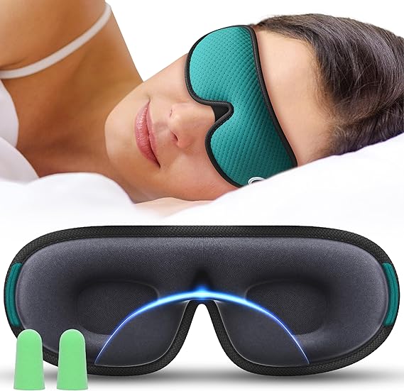 Medi Grade Sleep Mask Cotton Eye Mask with 3D Memory Foam for Sleeping | Blackout eye mask for sleeping with soft cotton, 3D sleep mask design, ear plugs and storage bag for travel and rest