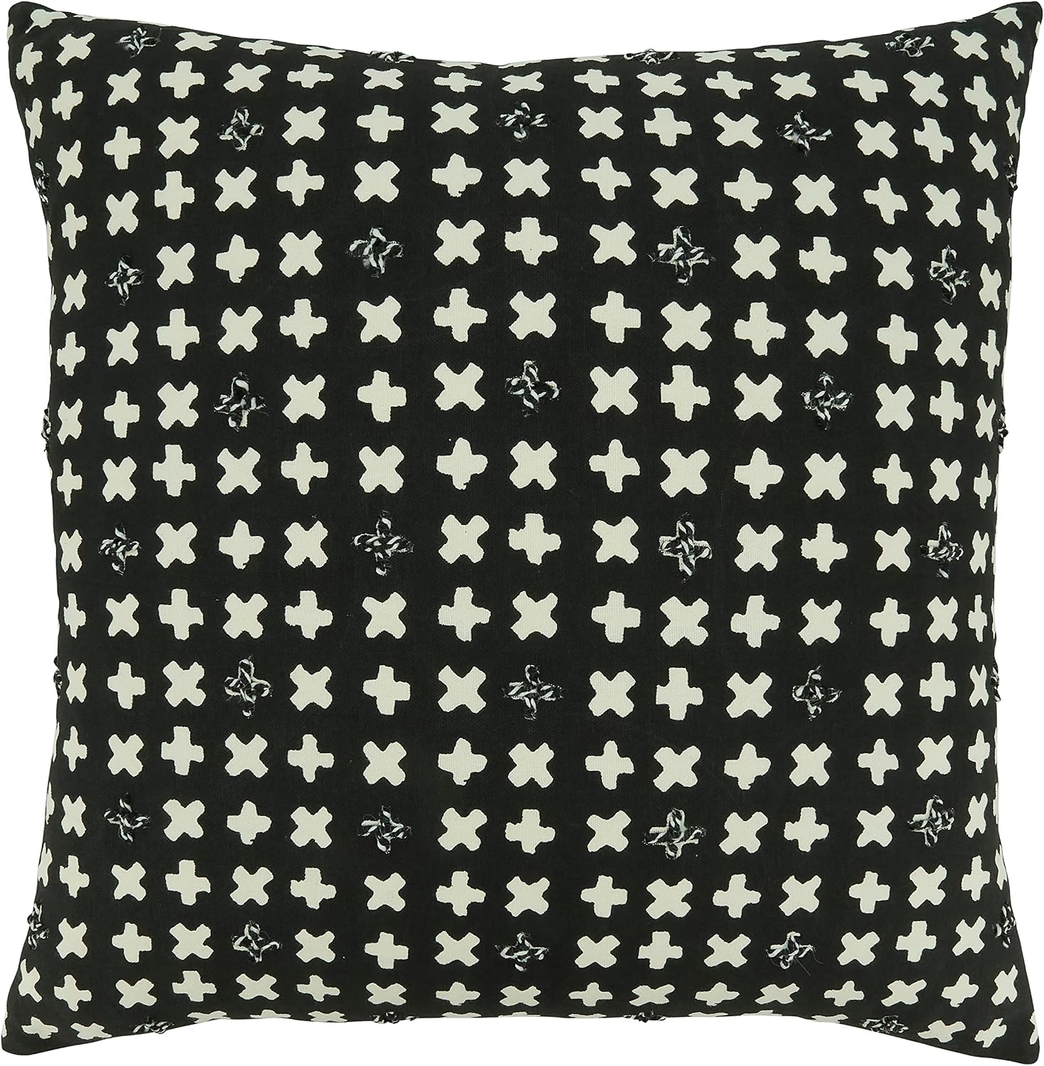 Saro Lifestyle Embroidered Crosses Throw Pillow Cover, Black, 20"