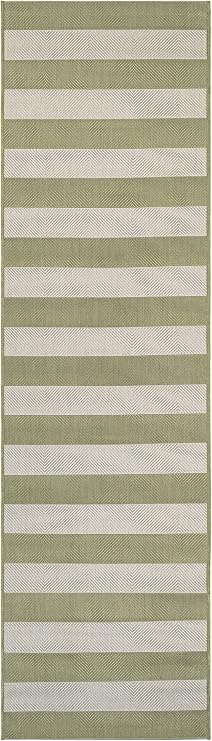 Couristan Afuera Yacht Club Runner Rug, 2-Feet 2-Inch by 11-Feet 9-Inch, Honey/Ivory