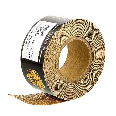 Dura-Gold Premium - 40 Grit Gold - Hook & Loop Backing Longboard Continuous Sandpaper Roll, 2-3/4" Wide, 12 Yards Long - For Automotive & Woodworking Air File Long Board Sanders, Hand Sanding Blocks