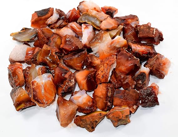 Red Orange Carnelian Agate Rough Stones Natural Crystal Mineral Gemstone Cabochons Rock Specimen Cabs - Madagascar (20PCS)