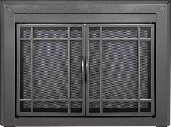 Pleasant Hearth Edinburgh Glass Firescreen Gunmetal - Large