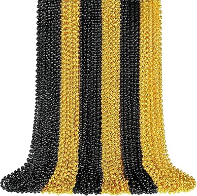 50 PCS Gold Black New Year Necklaces, 33 New Year Eve Necklaces Round Happy New Year Necklace Accessories, 2026 New Year Party Beads for New Years Day, Halloween, Christmas, Carnival Party Favors