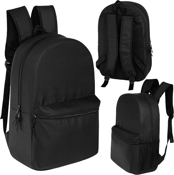Moda West 24 Pack - Wholesale 19 Inch Backpacks for Students & Adults - Bulk Case of Bookbags - 24 Black | Padded Strap School Book Bags for Students, Kids & Adults, Bulk Case for Charity Donation, Back to School Drives & Giveaways
