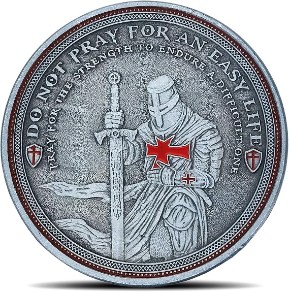 Christian Warrior Challenge Coins Knights Templar Red Cross Religious Coin