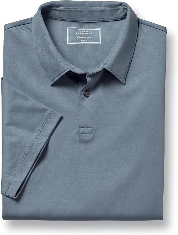 Charles Tyrwhitt Polo Shirts for Men Smart Polo Shirt Mens Short Sleeve Cotton Jersey with Collar Stylish & Breathable