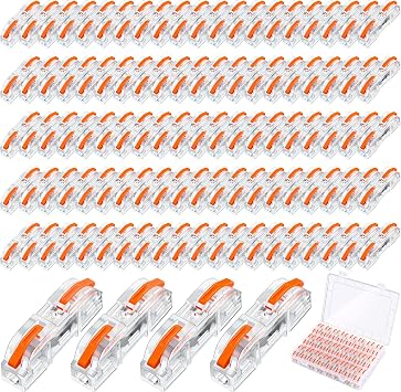 100 Pcs Wire Connectors 1 to 1 Inline Wire Compact Splicing Electrical Connectors 1 Conductor Lever for Quick Wiring Circuit Inline 28-12 AWG