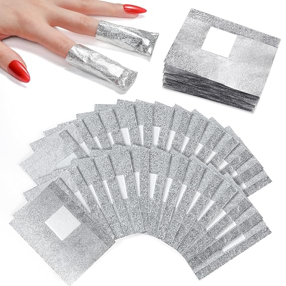 Makartt Nail Foil Wraps, 100PCS Soak Off Foils with Pre-Attached Larger Lint-Free Cotton Pads for Removing Gel Polish, Acrylic, Dip Powder, Builder Gel & Nail Glue