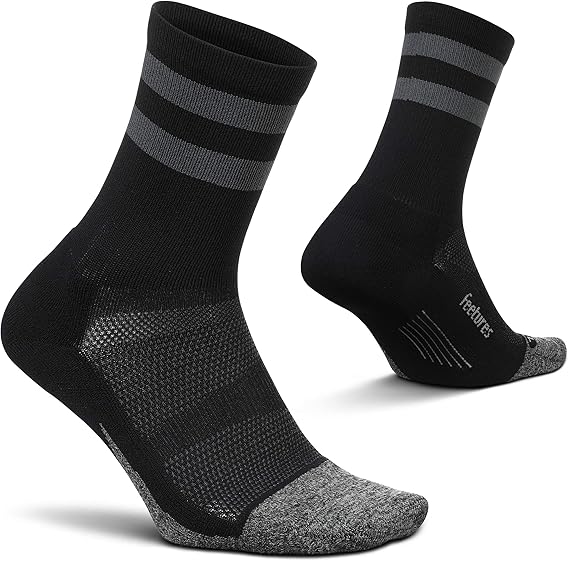 Feetures Elite Light Cushion Mini Crew Sock - Sport Sock with Targeted Compression (1 Pair)