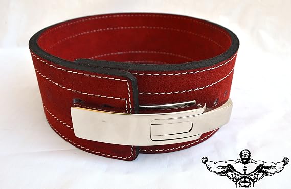 Powerlifting Belt with Lever Buckle Red - 10mm Weightlifting Crossfit Strongman Lifting Belt