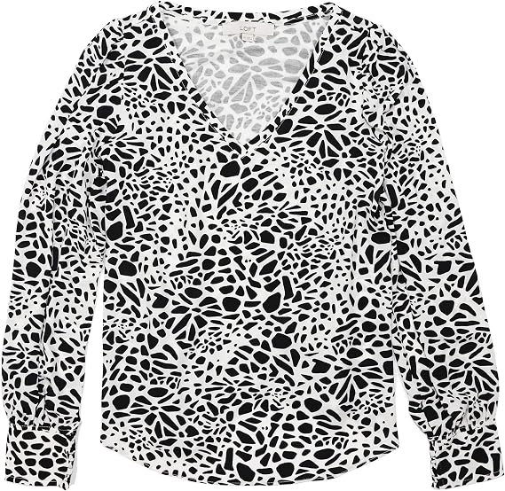 Loft Ann Taylor Women's Long Sleeve Mixed Media V-Neck Top