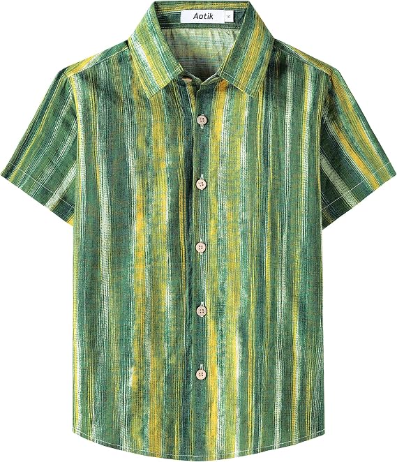 Boys Hawaiian Shirt Floral Short Sleeve Button Down Summer Shirts