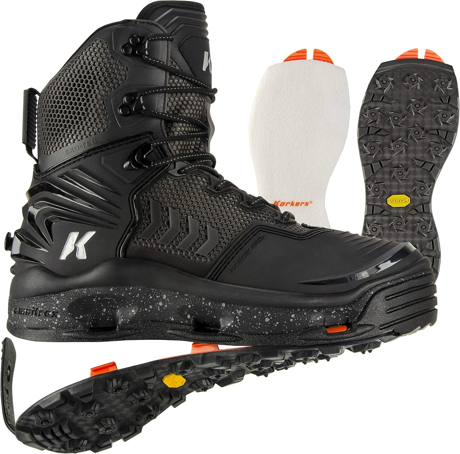 Korkers Mens Felt & Vibram Soles Fishing Boots