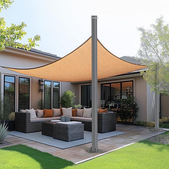 Shade Sail Pole, 10ft Outdoor Sun Shade Pole, 3" Diameter Steel Heavy Duty Sun Shade Sail Pole for Patio Deck Playground Backyard, Grey Sun Sail Pole with Hardware, Shade Sail Post One Pole
