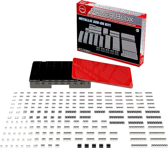 E-Blox Power Blox Builder - Metallic Add-ons Kit - Light-Up Building Blocks Toys Set for Kids Ages 8
