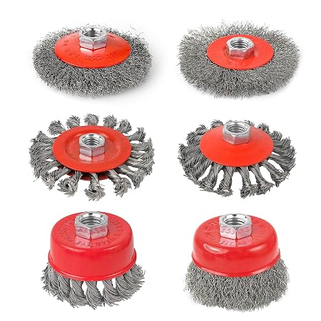 Wire Wheel for Angle Grinder Heavy Duty Carbon Knotted & Crimped Cup Set | 3in & 4in Wire Brush for 4-1/2" Angle Grinder with 5/8"-11 Arbor, Rust Removal Heavy Cleaning Polishing