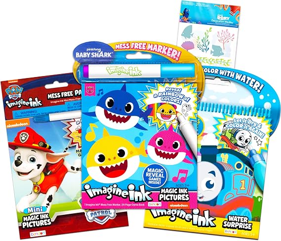 Baby Shark Coloring and Activity Book Super Set ~ Bundle Includes 3 Mess Free Magic Coloring Books with Reward Stickers (Baby Shark Party Supplies)