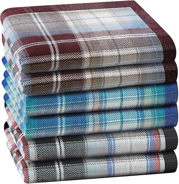 Handkerchiefs for Men, Soft Cotton Mens Handkerchiefs, Assorted Striped Hankies for Men,17x17 6/9 PCS