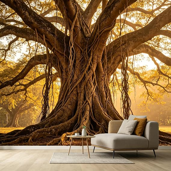 Custom Size Wall Murals Ancient Banyan Tree Botanical Tropical Forest 3D Textured SelfAdhesive Wall Fabric Removable Large Wallpaper for Photo Living Room