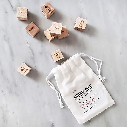 Two Tumbleweeds Foodie Dice No. 1 Seasonal Dinners (Pouch) - Classic Edition: Laser Engraved Dice for Cooking Inspiration - Christmas gift, Cooking Gift, Foodie Gift, Stocking Stuffer