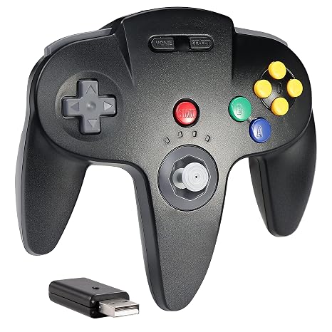 Wireless 2.4 GHz USB N64 Controller Made for Switch 1 & 2 Console (Black) | (Built-in Vibration) (Rechargeable) (3D Analog Stick) (Plug & Play), Compatible with Switch Online, Windows PC, macOS