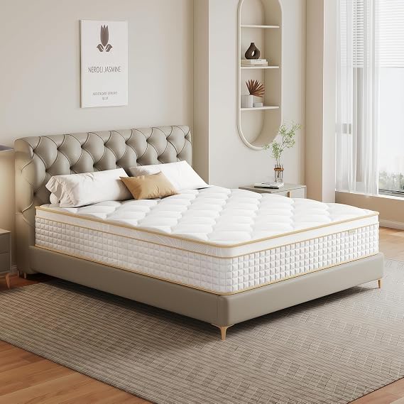 Queen Mattress 12 Inch Hybrid Mattress in a Box with Memory Foam and Pocket Springs for Pressure Relief, Medium Firm Queen Size Mattress, Motion Isolation,CertiPUR-US