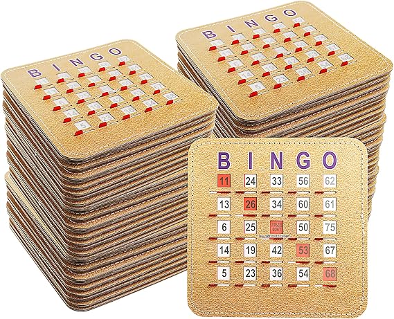 GSE Bingo Game Cards, 200-Pack Reusable Shutter Bingo Cards | 5-Ply Stitched Finger-Tip Bingo Cards with Quick-Clear Sliding Windows, for Adults Groups, Parties and Family Game Nights