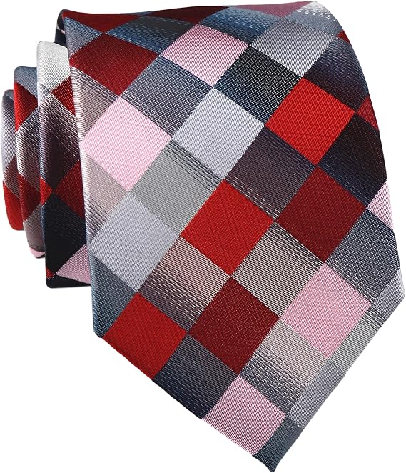 Elfeves Men's Designer Plaid Checks Ties Patchwork Diamond Patterned Neckties