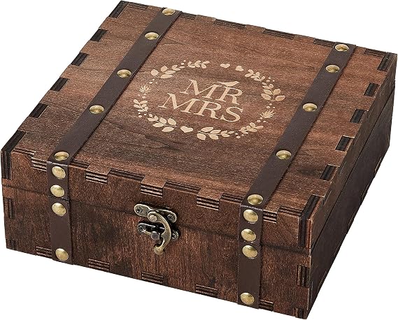 AW BRIDAL Bridal Shower Gifts Mr and Mrs Wedding Keepsake Box for Couples, Wooden Memory Boxes with Lids, Wedding Gifts for Couples 2026, Bachelorette Party Engagement Gift for Newlyweds