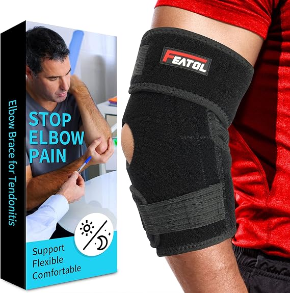 FEATOL Elbow Brace for Tendonitis and Tennis Elbow,Golfers Elbow Brace for Men and Women, Elbow Pain Relief for Cubital Tunnel Syndrome, Bursitis