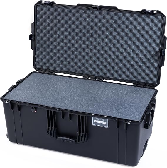 Pelican Air 1646 Case by ColorCase - Black - Large Size Waterproof Case with Pick & Pluck Foam & Convoluted Lid Foam - Black Handles & TSA Locking Latches