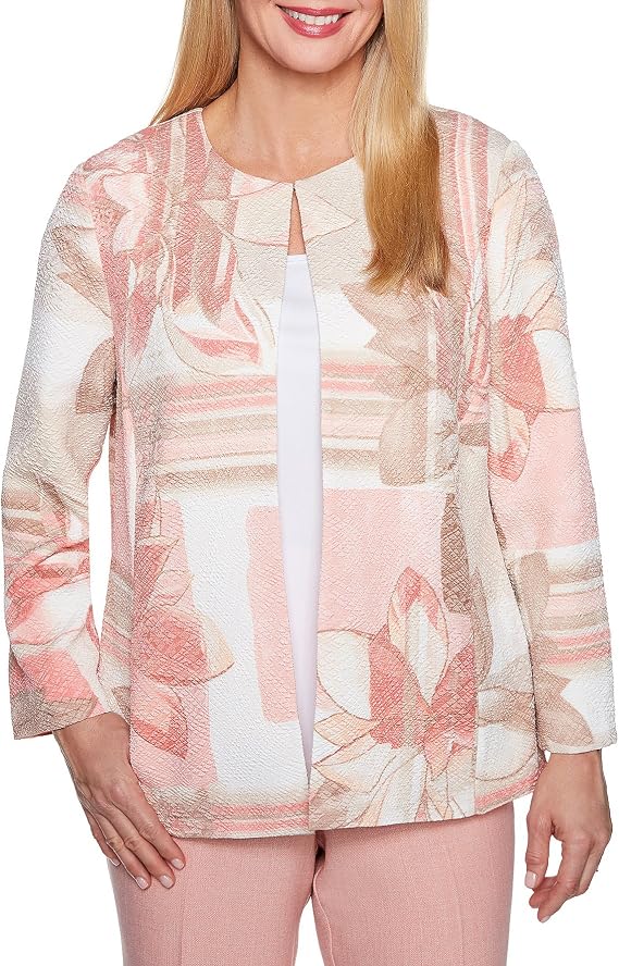Alfred Dunner Women's La Dolce Vita Floral Patch Jacket