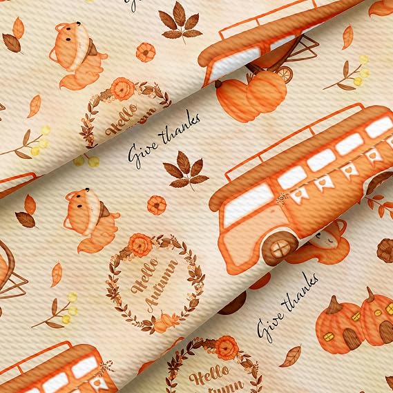 Fall Autumn Pumpkin Ghosts Halloween Bullet Textured Fabric By the Yard Stretch Liverpool - 1 Yard Fabric for Bows Clothes Sewing (Pumpkin116)
