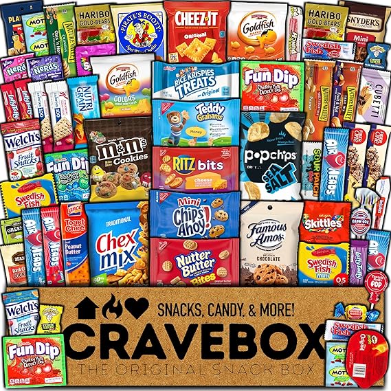 CRAVEBOX - Ultimate Sweet & Salty Snack Variety Pack - Summer Care Package Gift Box Assortment - For Adults, Kids, Students, Men, Women