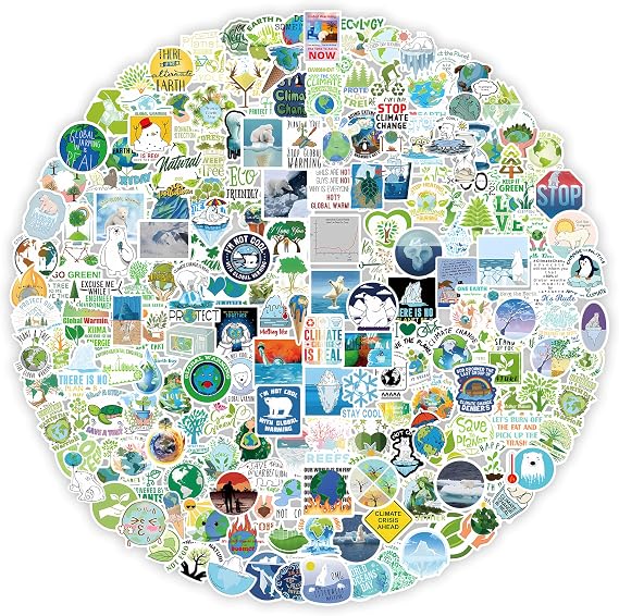 Earth Day Stickers 200Pcs, Eco-Friendly Vinyl Waterproof Sticker Pack, Aesthetic Decals for Water Bottle Laptop Skateboard, Gift for Kids Teachers Environmental Events