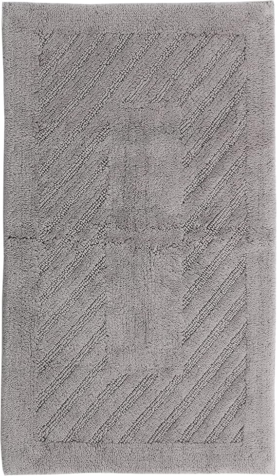 Knightsbridge Diagonal Racetrack 100% Cotton Reversible Bath Rug 24 X 40 Silver