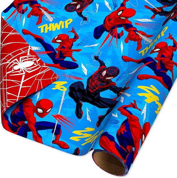 American Greetings 40 sq. ft. Reversible Spiderman Wrapping Paper for All Occasions (1 Roll, 30 in. x 192 in.)
