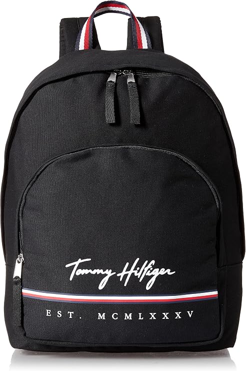 Tommy Hilfiger Black Unisex Backpack, Black, L