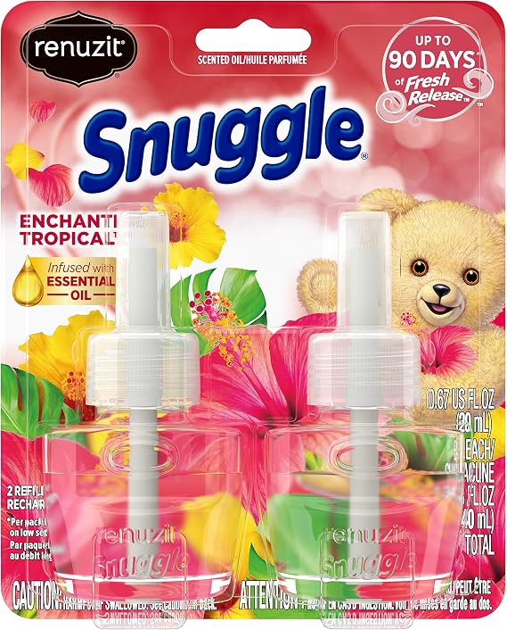 Renuzit Snuggle Scented Oil Refill for Plugin Air Fresheners, Enchanting Tropical, 0.67 Fl Oz each, 2 Count (Pack of 1)