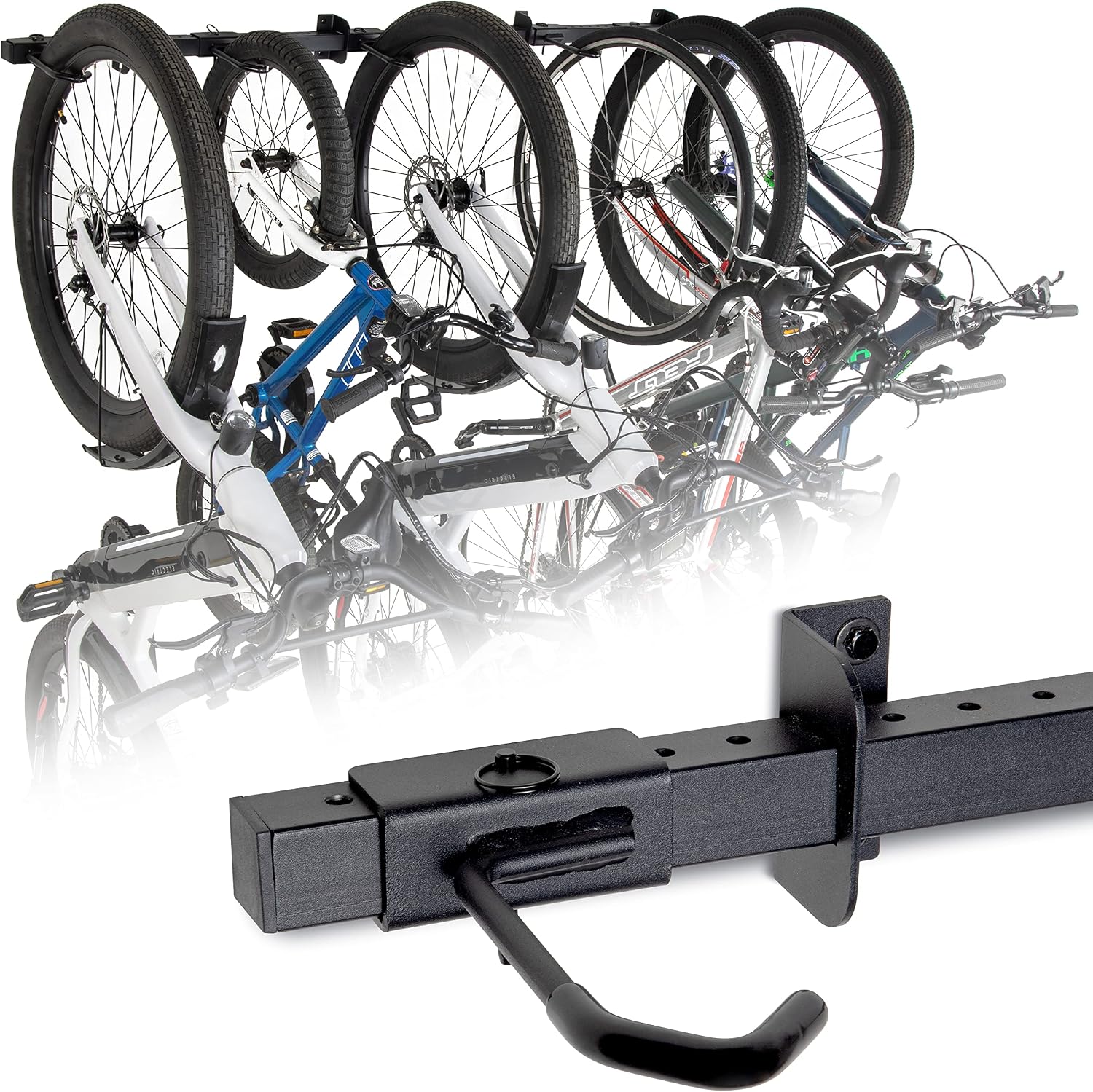 GoSports Wall Mounted Bike Rack for Garage - Vertical Storage for 4 to 6 Bicycles