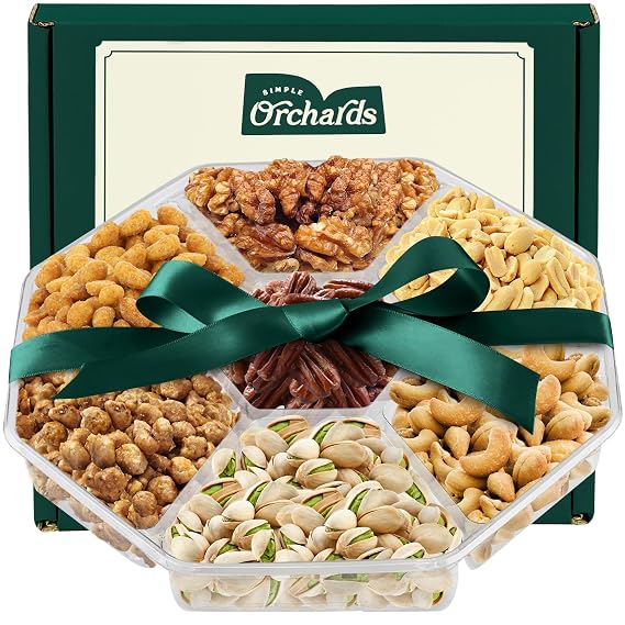 Nuts gift Basket - With a Variety of Freshly Roasted Nuts - Beautifully Packaged Gift Baskets for Woman, Easter Gift Basket for Him.