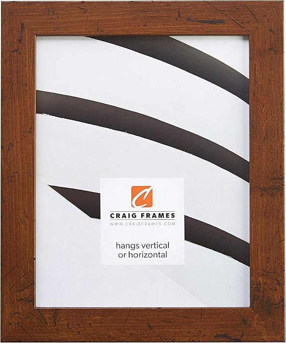 Craig Frames 24x36 Picture Frame, Distressed Brown, Bauhaus 125 Series, 1 1/4 Inch Wide Eco-Friendly Engineered Wood Moulding, Plexiglass and Backing Included, Wall Display Frame for Art and Posters