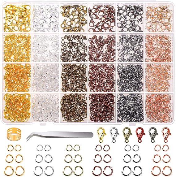 Jump Rings, Cridoz 2340Pcs Open Jump Rings and Lobster Clasps Jewelry Making Supplies Kit for Necklace and Jewelry Repair