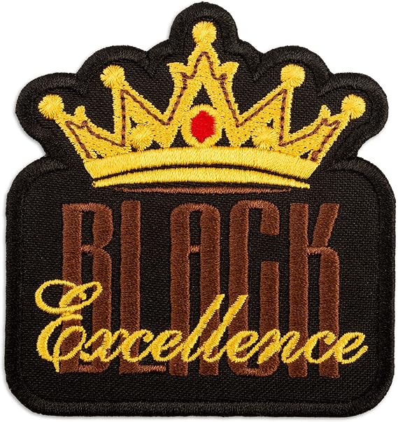 EMBROVERSE Black Excellence Patch - Melanin Pride - BLM Support - Embroidered Iron On - Size: 3.1 x 3.3 inches