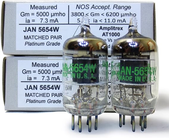Tested/Matched Pair (2 Tubes) 7-Pin JAN 5654W Fully-Tested Vacuum Tubes - Upgrade for 6AK5 / 6J1 / 6J1P / EF95 - JAN 5654W Platinum Grade Pair