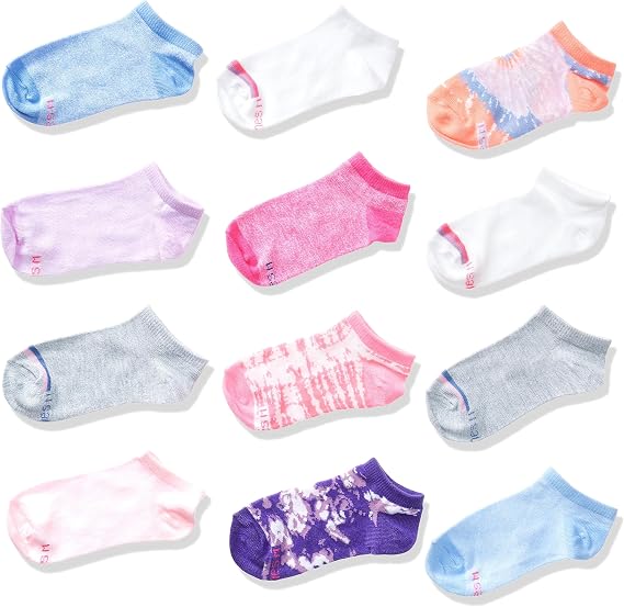Hanes Girls' Socks, Fashion Patterned Soft Socks, No Show, Ankle, and Crew, 12-pair Packs